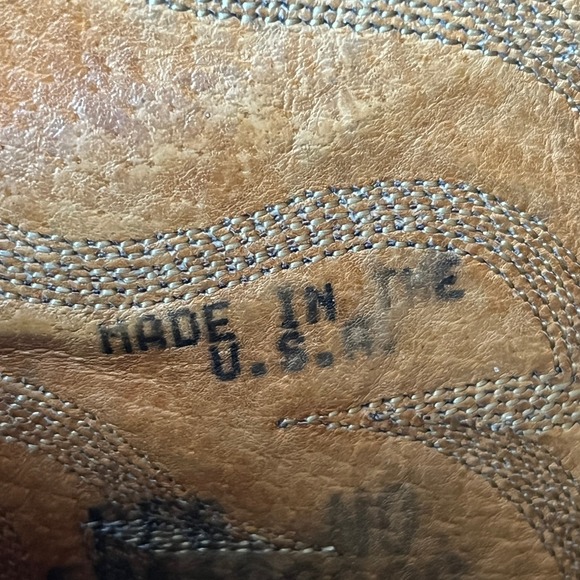 VTG Tony Lama Taurus Cowboy Boots Chocolate Two-Tone Leather #6171 Mens 8.5 D - Picture 5 of 13